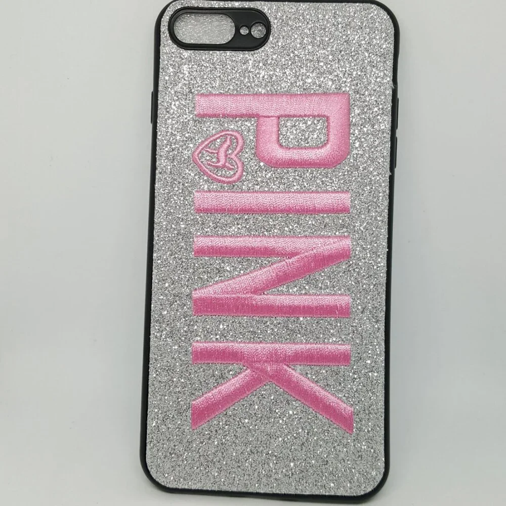 For iPhone 7 Plus Cover Embroidered Text Bling Glitter (2 units)